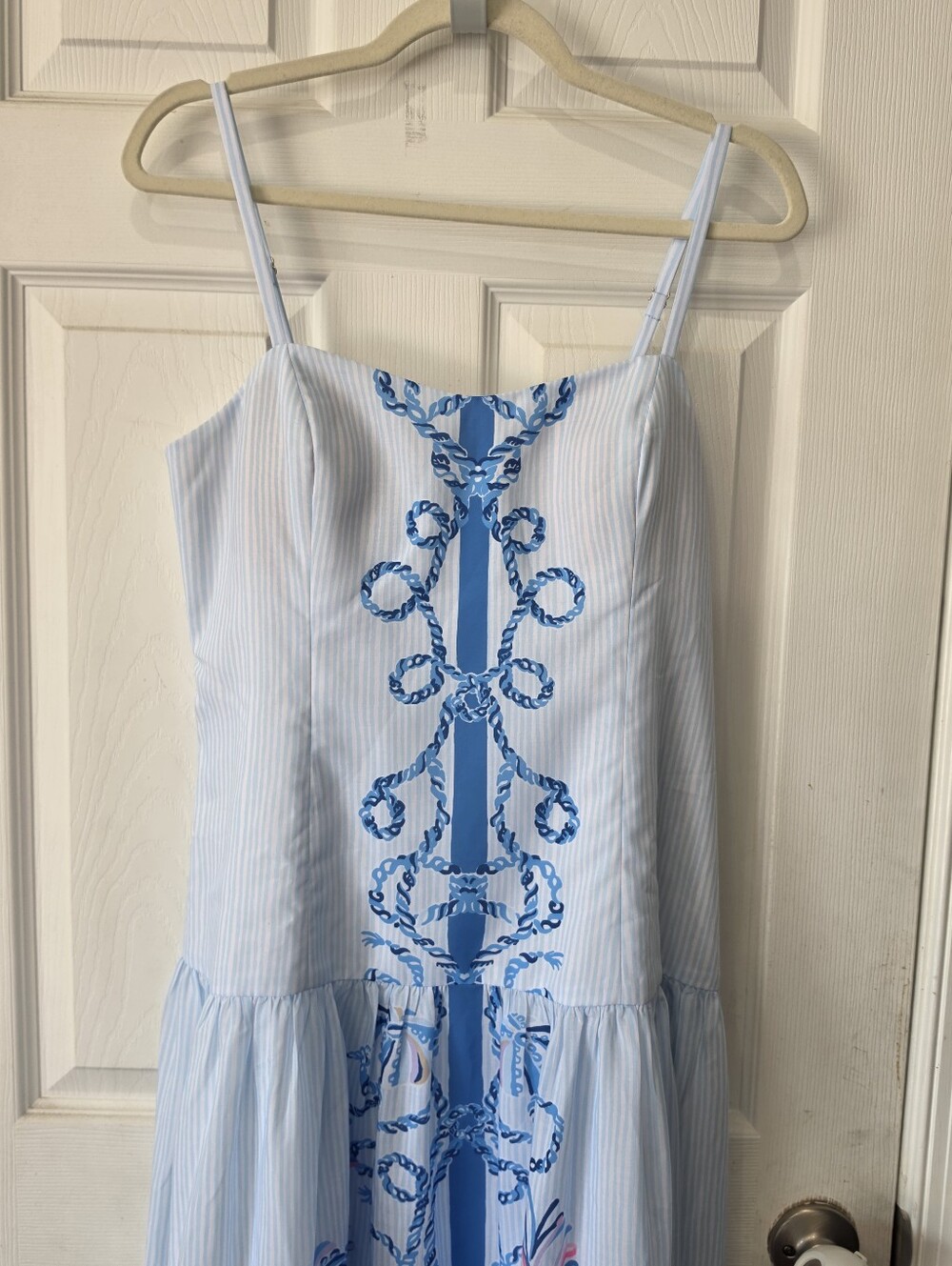 Lilly Pulitzer Saylar Maxi Dress Nautical Blue & Pink Engineered Print Sz 10 NWT - Picture 6 of 16
